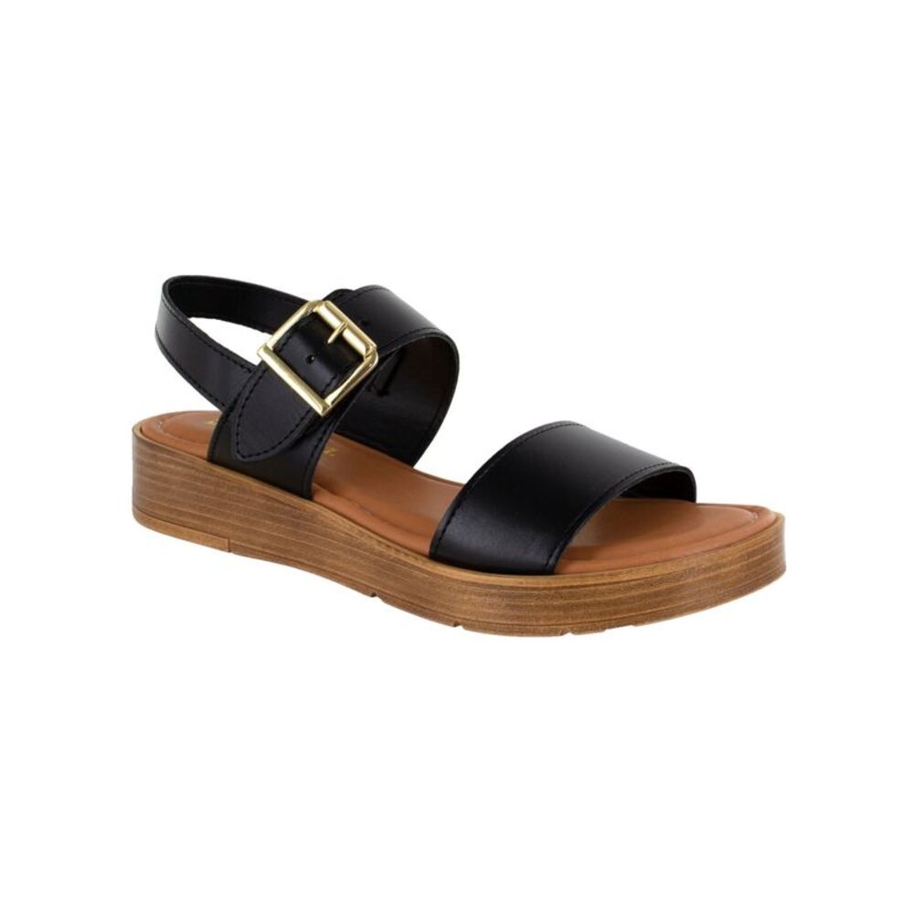 BELLA VITA Womens Black Heel Strap Tay-italy Open Wedge Leather Sandals Shoes 9
